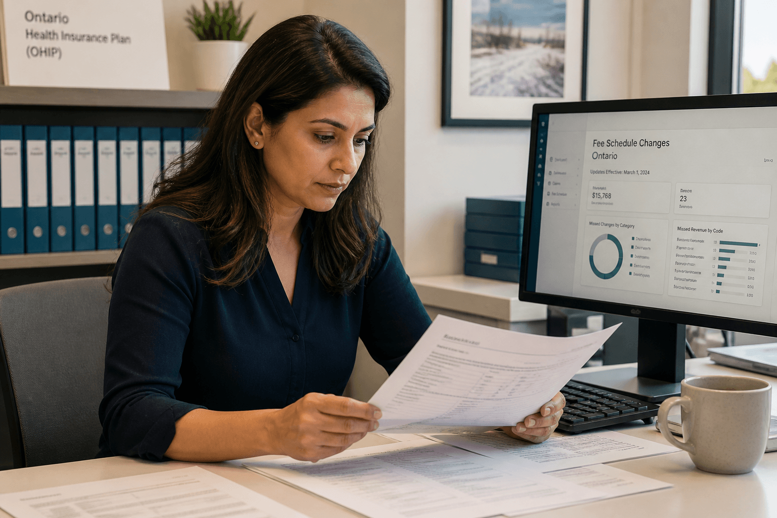 Ontario physician reviewing OHIP remittance advice for 2026 fee schedule changes